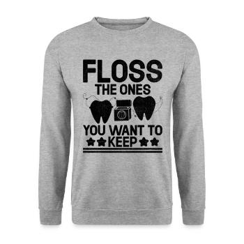 Fil dentaire Ceux que vous voulez garder dentiste Dental Den - Sweat-shirt Unisexe - gris chiné - Devant - Alina (178cm) & Michal (187cm)