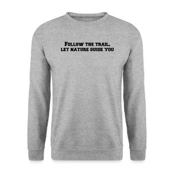 Wandern - Follow the trail, let nature guide you - Unisex Pullover - Weißgrau meliert - Vorne - Alina (178cm) & Michal (187cm)