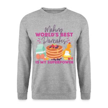 Pancake Lover Kids Making World's - Unisex Sweatshirt - salt & pepper - Front - Alina (178cm) & Michal (187cm)