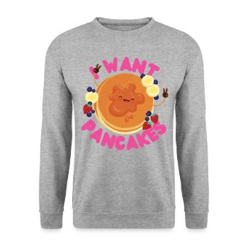 Amoureux des crêpes Les enfants je veux des crêpes - Sweat-shirt Unisexe - gris chiné - Devant - Alina (178cm) & Michal (187cm)
