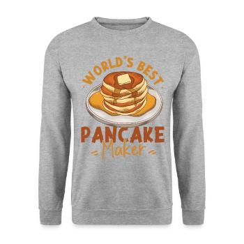 Pancake Lover Kids World's Best - Unisex Sweatshirt - salt & pepper - Front - Alina (178cm) & Michal (187cm)