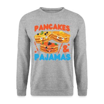 Pancake Lover Kids Pancakes & - Unisex Pullover - Weißgrau meliert - Vorne - Alina (178cm) & Michal (187cm)