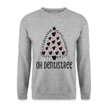 Oh Dentistree Weihnachten Zahnheilkunde Zahnärzte - Unisex Pullover - Weißgrau meliert - Vorne - Alina (178cm) & Michal (187cm)