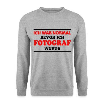 Fotograf Spruch Foto Lustiges Fotograf Geschenk - Unisex Pullover - Weißgrau meliert - Vorne - Alina (178cm) & Michal (187cm)