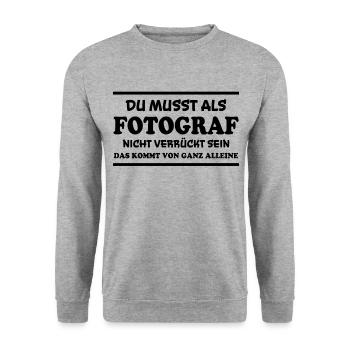 Fotograf Spruch Foto Lustiges Fotograf Geschenk - Unisex Pullover - Weißgrau meliert - Vorne - Alina (178cm) & Michal (187cm)