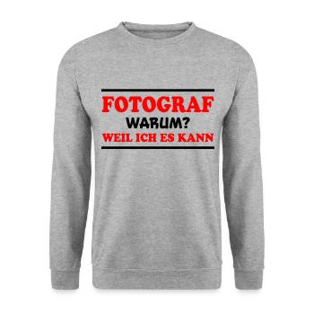 Fotograf Spruch Foto Lustiges Fotograf Geschenk - Unisex Pullover - Weißgrau meliert - Vorne - Alina (178cm) & Michal (187cm)