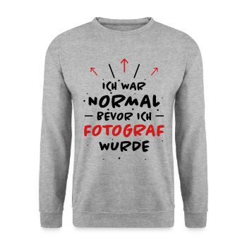 Fotograf Spruch Foto Lustiges Fotograf Geschenk - Unisex Pullover - Weißgrau meliert - Vorne - Alina (178cm) & Michal (187cm)