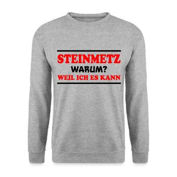 Steinmetz Spruch Beruf Lustiges Steinmetz Geschenk - Unisex Pullover - Weißgrau meliert - Vorne - Alina (178cm) & Michal (187cm)