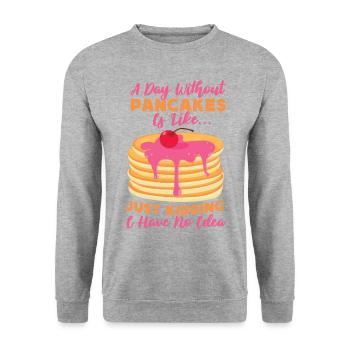 Amoureux des crêpes Les enfants Une journée sans - Sweat-shirt Unisexe - gris chiné - Devant - Alina (178cm) & Michal (187cm)