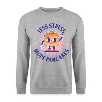 Pancake Lover Kids Less Stress - Unisex Pullover - Weißgrau meliert - Vorne - Alina (178cm) & Michal (187cm)