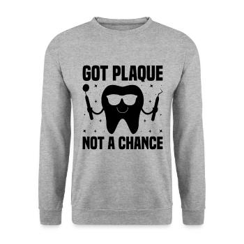 Habe Plaque keine Chance Zahnarzt Zahnmedizin Dental D - Unisex Pullover - Weißgrau meliert - Vorne - Alina (178cm) & Michal (187cm)