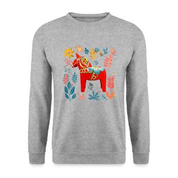 Dala Horse Sweden Swedish horse - Unisex Pullover - Weißgrau meliert - Vorne - Alina (178cm) & Michal (187cm)