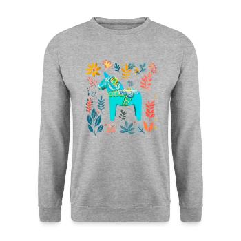 Dala Horse Sweden Swedish horse - Unisex Pullover - Weißgrau meliert - Vorne - Alina (178cm) & Michal (187cm)