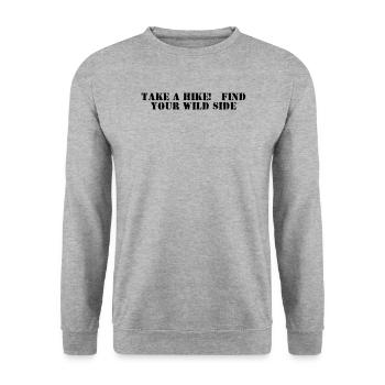 Wandern - Take a hike, find your wild side - Unisex Pullover - Weißgrau meliert - Vorne - Alina (178cm) & Michal (187cm)