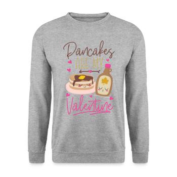 Pancake Lover Kids Valentines Day - Unisex Pullover - Weißgrau meliert - Vorne - Alina (178cm) & Michal (187cm)