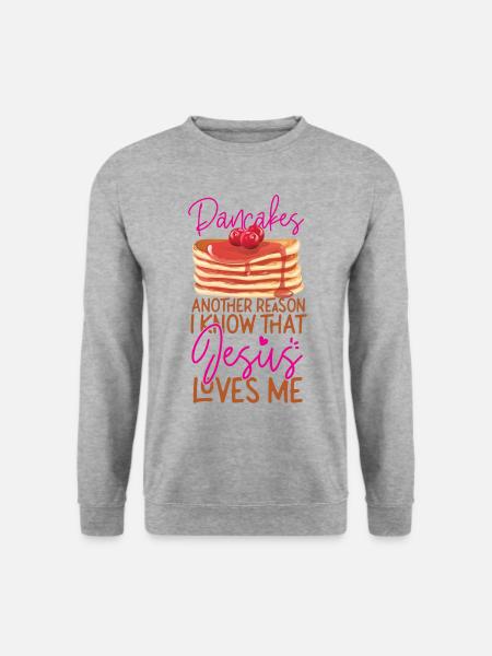 Pancake Lover Kids Jesus Faith - Unisex Pullover - Weißgrau meliert