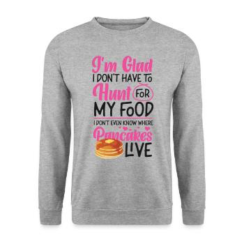 Pancake Lover Kids I'm Glad I - Unisex Sweatshirt - salt & pepper - Front - Alina (178cm) & Michal (187cm)