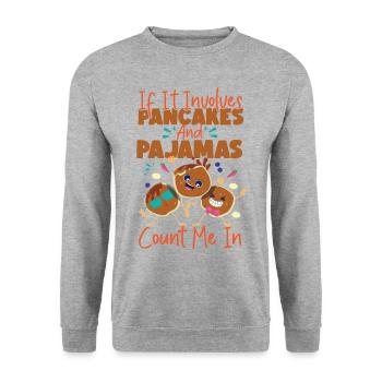 Pancake Lover Kids If It Involves - Unisex Sweatshirt - salt & pepper - Front - Alina (178cm) & Michal (187cm)