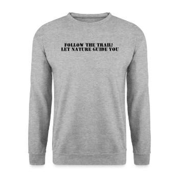 Wandern - Follow the trail, let nature guide you - Unisex Pullover - Weißgrau meliert - Vorne - Alina (178cm) & Michal (187cm)