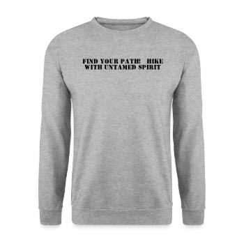 Wandern - Find your path, hike with untamed spirit - Unisex Pullover - Weißgrau meliert - Vorne - Alina (178cm) & Michal (187cm)