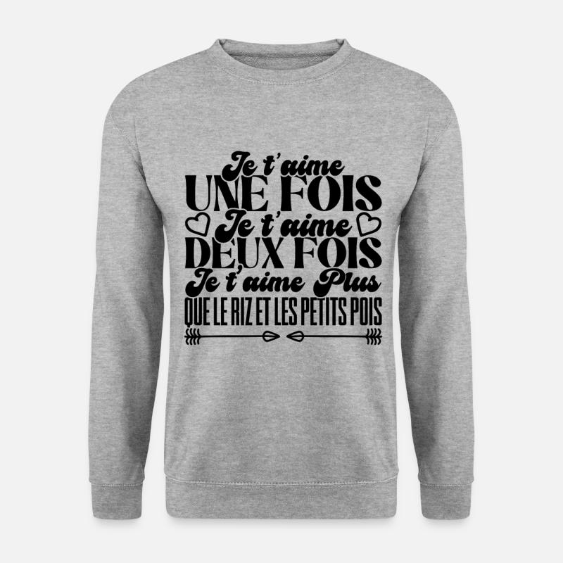 Ich liebe dich einmal, ich liebe dich zweimal - Unisex Pullover - Weißgrau meliert