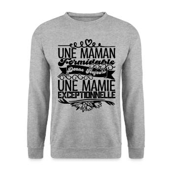 Grandma Gift- An Exceptional Granny. - Unisex Sweatshirt - salt & pepper - Front - Alina (178cm) & Michal (187cm)