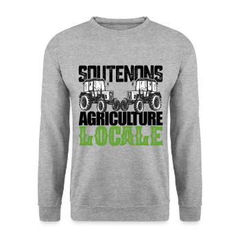 Soutenons l'agriculture locale.Agriculteurs france - Sweat-shirt Unisexe - gris chiné - Devant - Alina (178cm) & Michal (187cm)