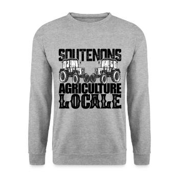 Soutenons l'agriculture locale.Agriculteurs france - Sweat-shirt Unisexe - gris chiné - Devant - Alina (178cm) & Michal (187cm)