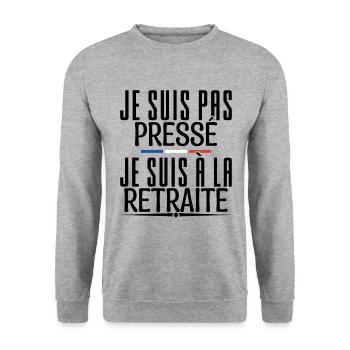 retraite.je'm not in a hurry, I'm retired. - Unisex Sweatshirt - salt & pepper - Front - Alina (178cm) & Michal (187cm)