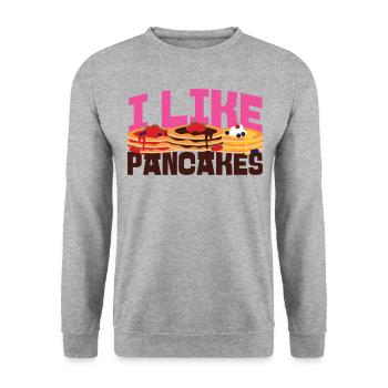 Amoureux des crêpes Les enfants J’aime les crêpes - Sweat-shirt Unisexe - gris chiné - Devant - Alina (178cm) & Michal (187cm)