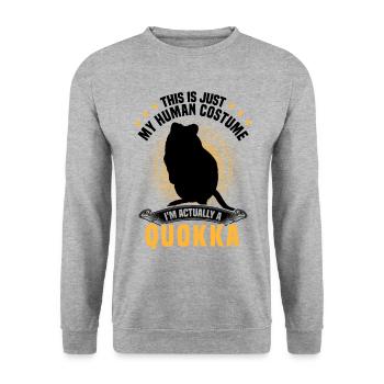 Nur ein Quokka Kostüm Beuteltier Quokka - Unisex Pullover - Weißgrau meliert - Vorne - Alina (178cm) & Michal (187cm)