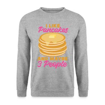 Amoureux des crêpes Les enfants J’aime les crêpes - Sweat-shirt Unisexe - gris chiné - Devant - Alina (178cm) & Michal (187cm)