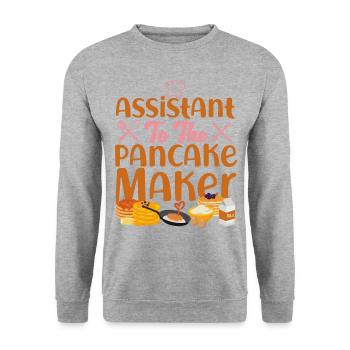 Pancake Lover Kids Assistant To - Unisex Pullover - Weißgrau meliert - Vorne - Alina (178cm) & Michal (187cm)