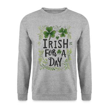 Irish For A Day Kleeblatt Shamrock Funny - Unisex Sweatshirt - salt & pepper - Front - Alina (178cm) & Michal (187cm)