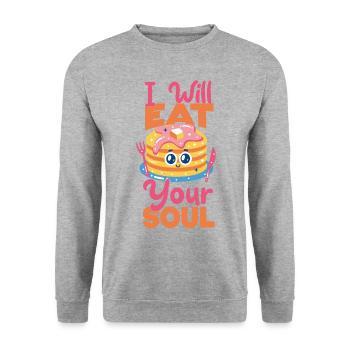 Pancake Lover Kids I Will Eat Your - Unisex Sweatshirt - salt & pepper - Front - Alina (178cm) & Michal (187cm)