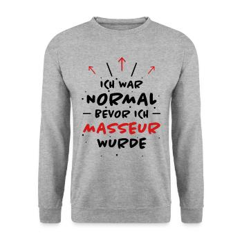 Masseur Spruch Massage Lustiges Masseur Geschenk - Unisex Pullover - Weißgrau meliert - Vorne - Alina (178cm) & Michal (187cm)