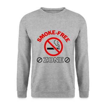 Smoke-free Zone Nichtraucher Geschenkidee - Unisex Pullover - Weißgrau meliert - Vorne - Alina (178cm) & Michal (187cm)