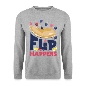 Pancake Lover Kids Pun Flip - Unisex Sweatshirt - salt & pepper - Front - Alina (178cm) & Michal (187cm)
