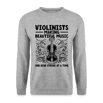 Violonistes faisant de la belle musique un coup d’archet a - Sweat-shirt Unisexe - gris chiné - Devant - Alina (178cm) & Michal (187cm)