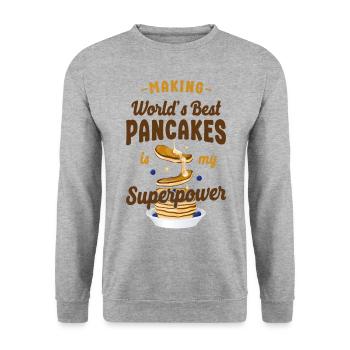 Pancake Lover Kids Making World's - Unisex Sweatshirt - salt & pepper - Front - Alina (178cm) & Michal (187cm)