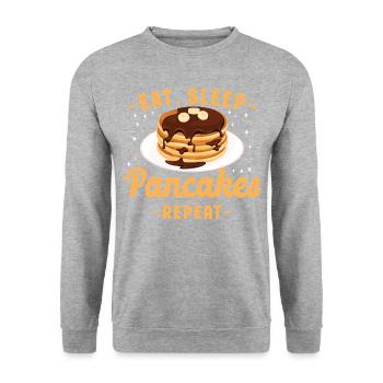 Les enfants amoureux des crêpes mangent le sommeil - Sweat-shirt Unisexe - gris chiné - Devant - Alina (178cm) & Michal (187cm)
