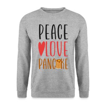 Pancake Lover Kids Girl Peace Love - Unisex Pullover - Weißgrau meliert - Vorne - Alina (178cm) & Michal (187cm)