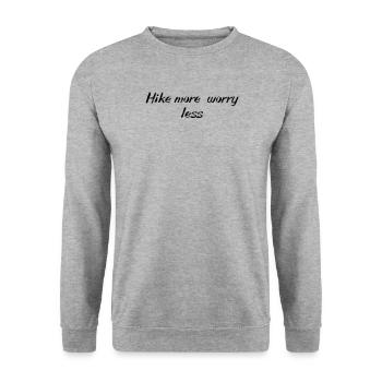 Wandern - Hike more, worry less - Unisex Pullover - Weißgrau meliert - Vorne - Alina (178cm) & Michal (187cm)