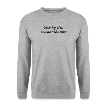 Hiking - Step by step, conquer the hike - Unisex Sweatshirt - salt & pepper - Front - Alina (178cm) & Michal (187cm)
