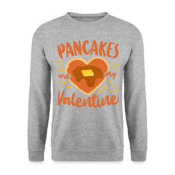 Pancake Lover Kids Valentines Day - Unisex Pullover - Weißgrau meliert - Vorne - Alina (178cm) & Michal (187cm)