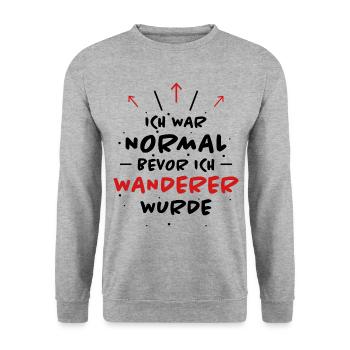 Wanderer Spruch Outdoor Lustiges Wandern Geschenk - Unisex Pullover - Weißgrau meliert - Vorne - Alina (178cm) & Michal (187cm)