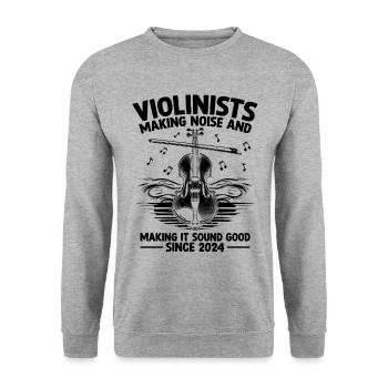 Geiger, die Lärm machen und es gut klingen lassen s - Unisex Pullover - Weißgrau meliert - Vorne - Alina (178cm) & Michal (187cm)