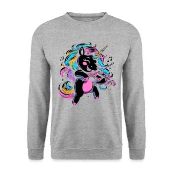 Unicorn Violin Instrument Violinist Fiddler Violin - Unisex Sweatshirt - salt & pepper - Front - Alina (178cm) & Michal (187cm)