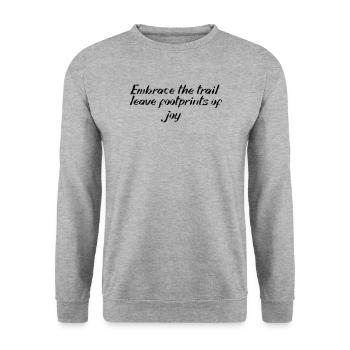 Randonnée - Embrassez le sentier, laissez des empreintes de - Sweat-shirt Unisexe - gris chiné - Devant - Alina (178cm) & Michal (187cm)