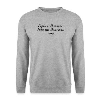 Wandern - Explore. Discover. Hike the American - Unisex Pullover - Weißgrau meliert - Vorne - Alina (178cm) & Michal (187cm)
